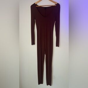 SHEIN Brown Long Sleeve Jumpsuit